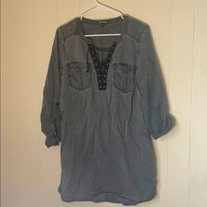 Denim Lace Up Dress from Express